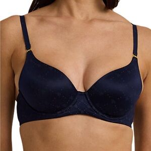Lauren Women's Ralph Lauren Comfort Repeat-Logo Navy T-Shirt Bra 32DD NWT